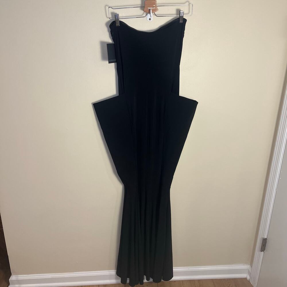 NWT Norma Kamali Strapless Wing Fishtail Gown in Black Size Small - Picture 6 of 12